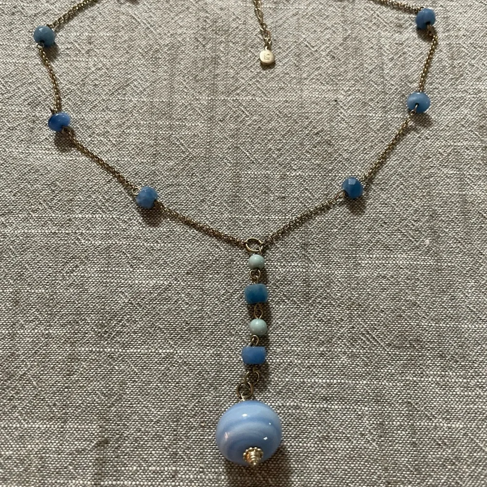 LC Lauren Conrad Blue Beaded Necklace with Pendant